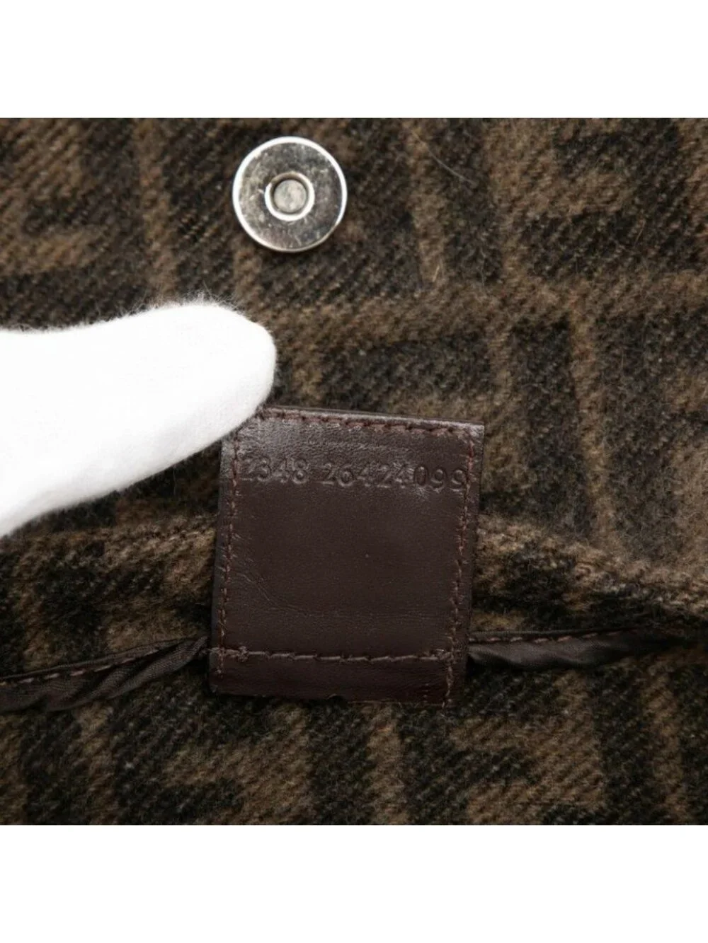 Fendi Zucca Mamma Bucket Handbag Brown Wool Leather